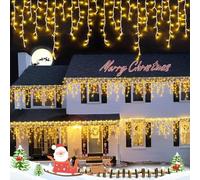 Aenglcvsm Tenda luminosa per Natale, ghirlanda luminosa, per esterni, interni, finestre, impermeabile, 8 modalità, luci natalizie, decorazione per balcone, terrazza, festa serata, compleanno 5 m