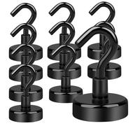 Aenienoe 10Pezzi Calamita con Gancio Potente Piccole Ganci Magnetici Extra Forti Neodimio 25mm non c'è bisogno di Fare Buchi Magneti Frigotelaioin Ferro,Soffitto,Cucina,Pesante Magnete Ganci Nero