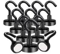 Aenienoe 12Pezzi Calamita con Gancio Potente Piccole Ganci Magnetici Extra Forti Neodimio non c'è bisogno di Fare Buchi Magneti Frigotelaioin Ferro,Soffitto,Cucina,Pesante Nero 16mm Magnete Ganci