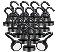 Aenienoe 20Pezzi Calamita con Gancio Potente Piccole Ganci Magnetici Extra Forti Neodimio non c'è bisogno di Fare Buchi Magneti Frigotelaioin Ferro,Soffitto,Cucina,Pesante Magnete Ganci Nero 16mm