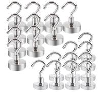 Aenienoe 20Pezzi Calamita con Gancio Potente Piccole Ganci Magnetici Extra Forti Neodimio non c'è bisogno di Fare Buchi Magneti Frigotelaioin Ferro,Soffitto,Cucina,Pesante 16mm-10Pcs+20mm-10Pcs