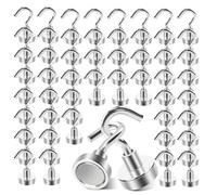 Aenienoe 65Pezzi Ganci Magnetici Extra Forti Neodimio Calamita con Gancio Potente Piccole non c'è bisogno di Fare Buchi Magneti Frigotelaioin Ferro,Soffitto,Cucina,Pesante Magnete Ganci 16mm