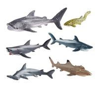 AENIMELY 6 pz Squalo Figurine Set Figuriness Realistico Oceano Animale con Megalodon, Martello, Squalo Balena, Squalo Leopardo STEM Apprendimento Giocattoli Marini per i Bambini