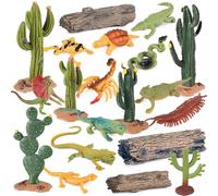AENIMELY Set di 20 statuette di animali del deserto, include scorpione, lucertola, alberi e cactus, set da gioco per bambini, decorazioni per torte di compleanno, decorazioni per feste