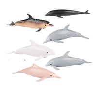 AENIMELY Set di 6 statuette di delfini, maculato, megattera e clessidra, repliche realistiche di animali dell'oceano, esposizione di scienze marine, decorazione per torte