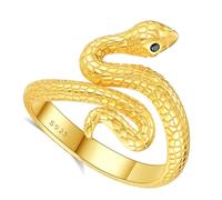 AEONSLOVE Anelli Donna Regolabile Argento 925, Anello Aperto Serpente Vichingo, Idea Regalo per Mamma Ragazze (oro)
