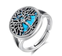 AEONSLOVE Anello Albero della Vita Anello Regolabile Donna Argento 925 Anelli Aperti Argento 925 Turchese Anelli Donna Regolabili Idea Regalo per Mamma Ragazze