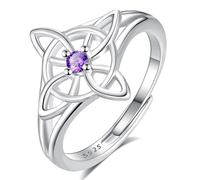 AEONSLOVE Anello Nodo della Strega Argento 925 Donna Anello Nodo Regolabile Anelli Celtica Argento 925 con Pietre di Compleanno Anelli Celtici Aperti Nodi delle Streghe
