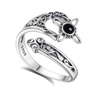 AEONSLOVE Anello Nodo della Strega Regolabile in Argento 925