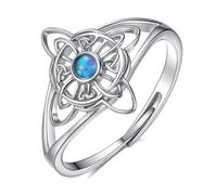 AEONSLOVE Anello Regolabile Nodo della Strega in Argento 925 Anelli Nodo Celtico Donna con Opale Anello Strega Aperto Anelli Celtici Aperti Nodi delle Streghe