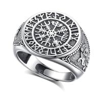 AEONSLOVE Anello Rune Vichinghe Regolabile Argento 925 Anello Vegvisir Vichingo per Uomo Donna Aperto Anelli Fascia Pollice Aperti Regolabili Gioielli Vichinghi Nordici