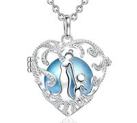 AEONSLOVE Chiama Angeli Collana Gravidanza Ciondolo Bola Musica Messicana Gabbia Cuore Mamma e Bambino Regalo Originale per Futura Madre, 2 Catene