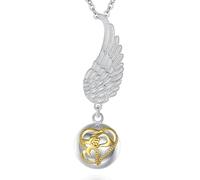 AEONSLOVE Collana Angeli Gravidanza, Ali d'angelo Herz Mutter und Baby Hand Collana Lunga Donna Con Ciondolo Chiama Angeli Bola Messicana Maternita per Mamma e Bambino Regalo Originale Bel Gioielli