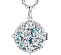 AEONSLOVE Collana Chiama Angeli Gravidanza Richiamo degli Angeli Gravidanza Ciondolo Mamma Incinta Bola Messicana Fiori di Ciliegio per Futura Neo Mamma Maternita (blu)