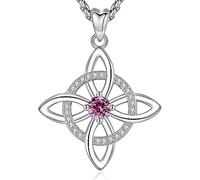 AEONSLOVE Collana con Nodo della Strega Argento 925 per Donna Ragazze Collana di Nodi delle Streghe con Pietra Natale Ciondoli Celtici Protezione Talismani Potenti Gioielli da Strega (Ottobre)