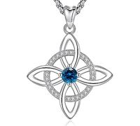 AEONSLOVE Collana con Nodo della Strega Argento 925 per Donna Ragazze Collana di Nodi delle Streghe con Pietra Natale Ciondoli Celtici Protezione Talismani Potenti Gioielli da Strega (Dicembre)