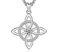 AEONSLOVE Collana con Nodo della Strega Argento 925 per Donna Ragazze Collana di Nodi delle Streghe con Pietra Natale Ciondoli Celtici Protezione Talismani Potenti Gioielli da Strega (Aprile)