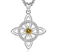 AEONSLOVE Collana con Nodo della Strega Argento 925 per Donna Ragazze Collana di Nodi delle Streghe con Pietra Natale Ciondoli Celtici Protezione Talismani Potenti Gioielli da Strega (Novembre)