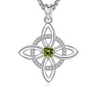 AEONSLOVE Collana con Nodo della Strega Argento 925 per Donna Ragazze Collana di Nodi delle Streghe con Pietra Natale Ciondoli Celtici Protezione Talismani Potenti Gioielli da Strega (Agosto)