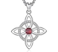 AEONSLOVE Collana con Nodo della Strega Argento 925 per Donna Ragazze Collana di Nodi delle Streghe con Pietra Natale Ciondoli Celtici Protezione Talismani Potenti Gioielli da Strega (Gennaio)