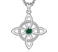 AEONSLOVE Collana con Nodo della Strega Argento 925 per Donna Ragazze Collana di Nodi delle Streghe con Pietra Natale Ciondoli Celtici Protezione Talismani Potenti Gioielli da Strega (Maggio)