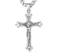 AEONSLOVE Collana Crocifisso Uomo Ciondolo Croce Cristiana Argento 925 per Uomo Donna Collana Croce con Gesù Cristo Amuleto di Protezione Cattolico Cristiani Gioielli Religiosi