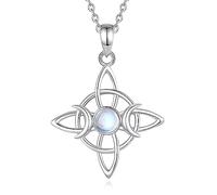 AEONSLOVE Collana di Nodi delle Streghe Argento 925 per Donna Ragazze Ciondoli Celtici con Pietra di Luna Talismani Potenti Gioielli da Strega con Tripla Luna, Catena da 45,7 cm