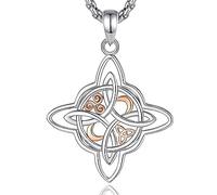 AEONSLOVE Collana di Nodi delle Streghe Argento 925 per Donna Ragazze Collana Celtica Ciondoli Celtici Protezione Talismani Potenti Gioielli da Strega