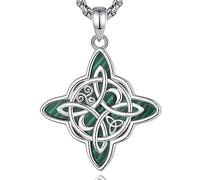 AEONSLOVE Collana di Nodi delle Streghe Argento 925 per Donna Ragazze Collana Nodo della Strega con Malachite Ciondoli Celtici Protezione Talismani Potenti Gioielli da Strega