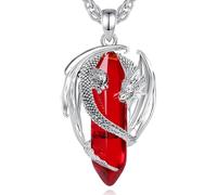 AEONSLOVE Collana Drago Vichingo con Cristallo, Ciondolo Drago con Ossidiana Pietra Occhio di Tigre Collana Ametista Corniola per Uomo Donna Gioielli Cristalli Chakra Regalo Cristalloterapia