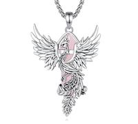 AEONSLOVE Collana Fenice di Cristallo Donna Ciondolo Fenice con Quarzo Rosa Collana Quarzo Rosa Phoenix Collana Cristallo Pietre e Cristalli Naturali Gioielli Cristalloterapia
