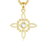 AEONSLOVE Collana Nodo della Strega Argento 925 Donna Ragazze Argento 925 Donna Ragazze Collana di Nodi delle Streghe Ciondolo Celtici con Pietra di Luna Gioielli da Strega