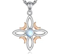 AEONSLOVE Collana Nodo della Strega Argento 925 per Donna Ragazze Ciondolo Nodo Celtico con Pietra di Luna Ossidiana, Gioielli Nodi delle Streghe