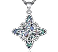 AEONSLOVE Collana Nodo della Strega Argento 925 per Donna Ragazze Ciondolo Nodo Celtico con Pietra di Luna Ossidiana, Gioielli Nodi delle Streghe