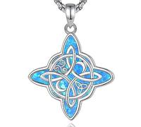 AEONSLOVE Collana Nodo della Strega Argento 925 per Donna Ragazze Ciondolo Nodo Celtico con Pietra di Luna Ossidiana, Gioielli Nodi delle Streghe