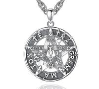 AEONSLOVE Collana Tetragrammaton Argento 925 per Uomo Donna Ciondolo Pentagramma Amuleti e Talismani Protezione Gioielli del Witcher
