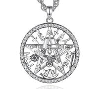 AEONSLOVE Collana Tetragrammaton Argento 925 per Uomo Donna Ciondolo Pentagramma Amuleti e Talismani Protezione Gioielli del Witcher (argenteo)