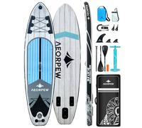 AEORPEW Tavola gonfiabile da 3,2 m per adulti, larghezza 81,3 cm, con accessori per SUP di alta qualità, include tavola antiscivolo, pompa a mano, pagaia singola di tutti i livelli di abilità (legno