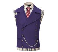 AeoTeokey Gilet da uomo in pelle scamosciata a doppio petto classico stile cowboy in ecopelle con ampio risvolto, viola., XXL