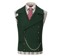 AeoTeokey Vestito da uomo in pelle scamosciata gilet doppio petto classico Cowboy gilet in ecopelle grande risvolto, Hunt Verde, XXXL