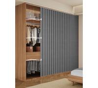 Aeovot Tenda per Scaffale Cucina Personalizzata, Tenda per Cabina Armadio Antipolvere/Privacy/Pieghevole/Impermeabile, Tenda per Armadio Aperto/Senza Ante con Guida Scorrevole(Grigio)