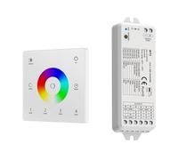 AEPQBGQJ Kit Controller LED 5 in 1 con Pannello Touch da Parete in Vetro RCT LED DC 12V 24V Dimmer(WT5 And TW5-4(W) Kit)