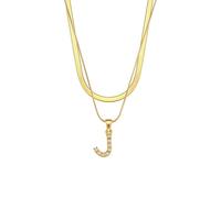 AEQEHVC Collana con lettera da donna, multistrato, alla moda, adatta per l'uso quotidiano, adjustable, Zirconia cubica