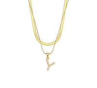 AEQEHVC Collana con lettera da donna, multistrato, alla moda, adatta per l'uso quotidiano, adjustable, Zirconia cubica