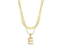 AEQEHVC Collana con lettera da donna, multistrato, alla moda, adatta per l'uso quotidiano, adjustable, Zirconia cubica