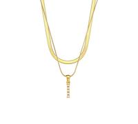 AEQEHVC Collana con lettera da donna, multistrato, alla moda, adatta per l'uso quotidiano, adjustable, Zirconia cubica
