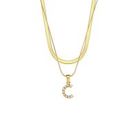 AEQEHVC Collana con lettera da donna, multistrato, alla moda, adatta per l'uso quotidiano, adjustable, Zirconia cubica