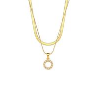 AEQEHVC Collana con lettera da donna, multistrato, alla moda, adatta per l'uso quotidiano, adjustable, Zirconia cubica