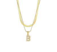 AEQEHVC Collana con lettera da donna, multistrato, alla moda, adatta per l'uso quotidiano, adjustable, Zirconia cubica