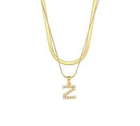 AEQEHVC Collana con lettera da donna, multistrato, alla moda, adatta per l'uso quotidiano, adjustable, Zirconia cubica
